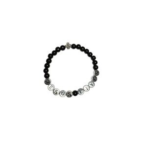 Black and Silver Beaded Bracelet